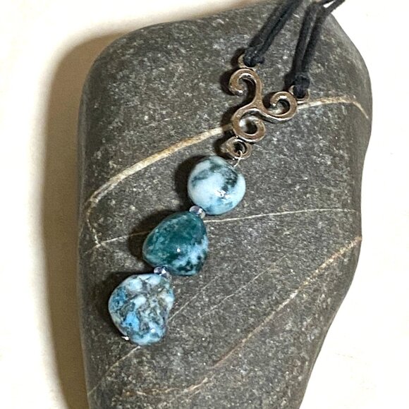 2/$20, Natural Teal Tree Agate Necklace, Genuine Gemstone Lariat Cord Necklace - Picture 11 of 13